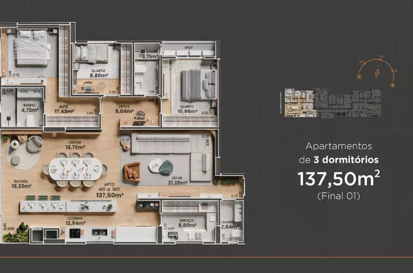 Apartamento para venda, 3 quarto(s),  Bairro Centro, Erechim