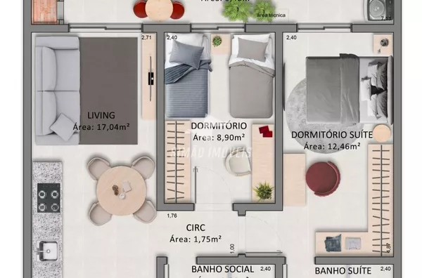 Lançamento Residencial, 02 Quartos (s), Bairro Fátima, Erechim