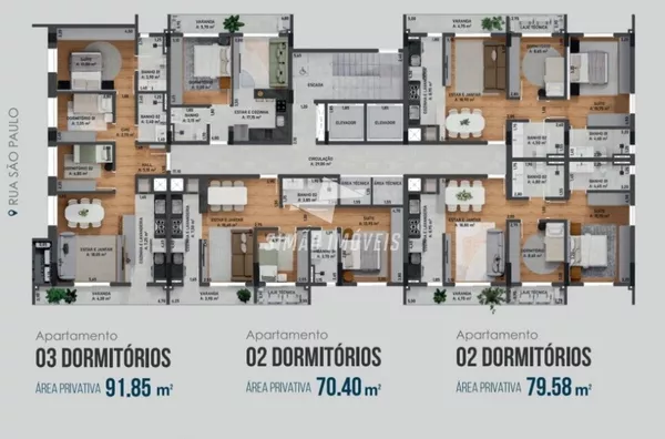 Apartamentos de 1, 2 e 3 quartos para venda, bairro Centro, Erechim