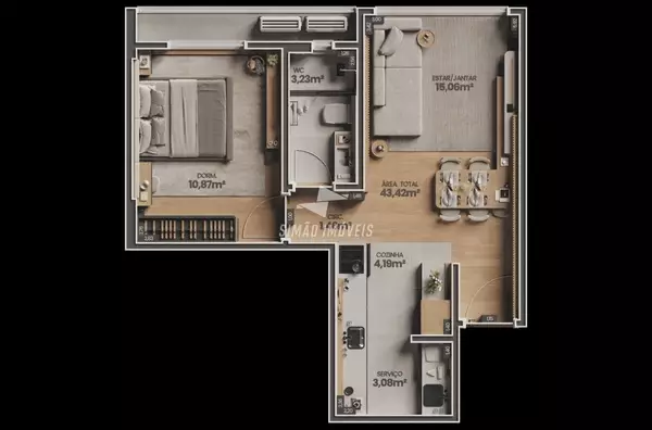 Apartamento para venda, 1 Quarto, Bairro Linho, Erechim