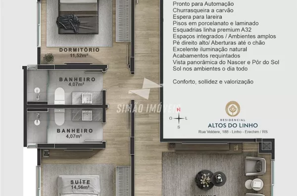 Apartamento para venda, 2 quarto(s),  Bairro Linho, Erechim