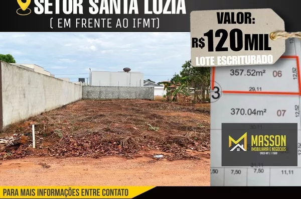 VENDE-SE LOTE, SETOR SANTA LUZIA