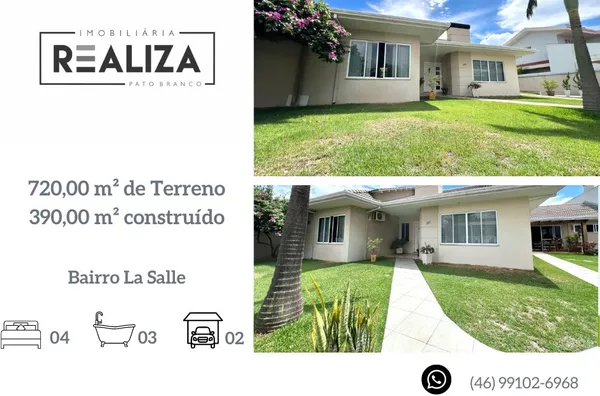 Ampla Casa para venda, Localizada no Bairro  La Salle, na cidade de Pato Branco-PR