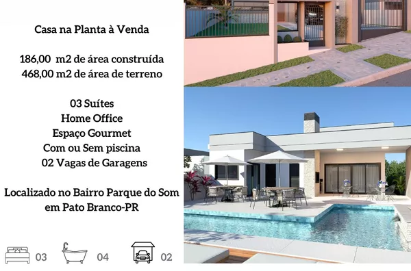 Casa na Planta para venda,  no Bairro Parque Do Som na cidade de Pato Branco-PR