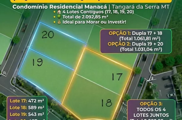 Terreno para venda,  Manacá, Tangará Da Serra