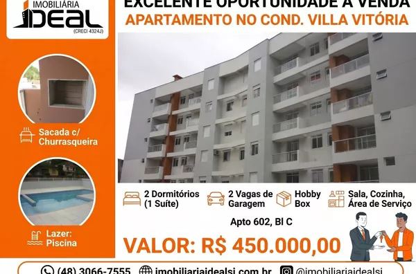 Excelente Oportunidade: Apartamento de 2 Dormitórios com Suíte e 2 Vagas no Condomínio Villa Vitória