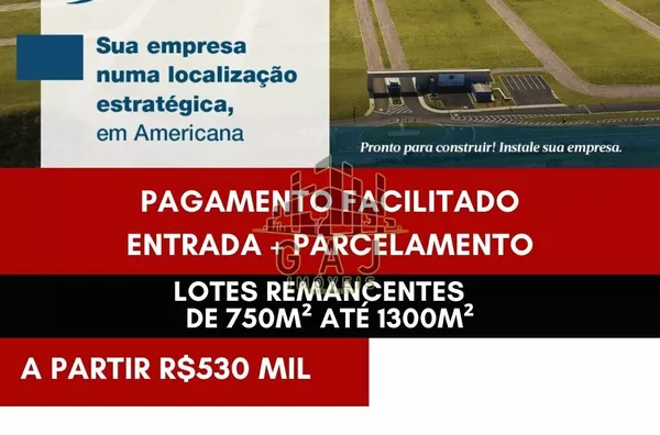 Terrenos a partir de 750m² Cond Indl Nove de Julho - Americana/SP