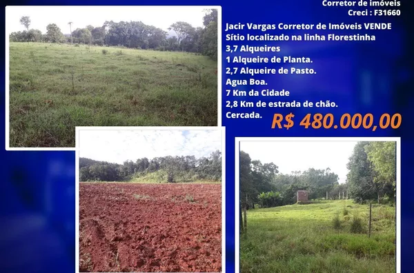 Sítio á venda localizado na Linha Florestinha 