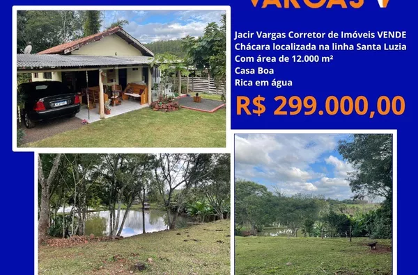 Chácara á venda localizado na linha santa Luzia 