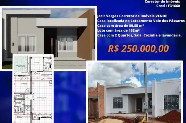 Casa á venda localizada no loteamento vale dos pássaros 