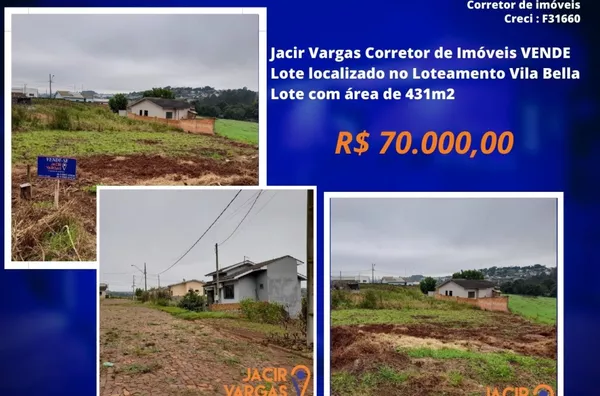 Lote á venda localizado no loteamento Vila Bela 