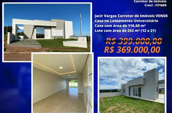 Casa á venda localizada no Loteamento Universitário 