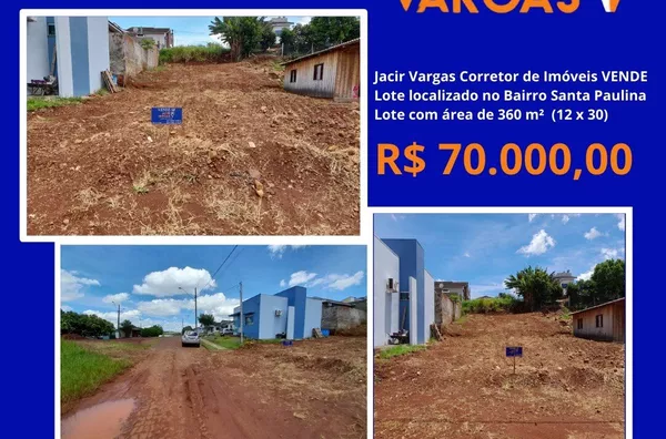 Lote á venda localizado no Bairro santa Paulina 